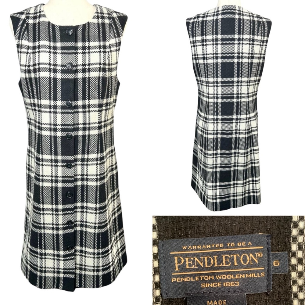 Vintage Pendleton Black and White Plaid Dress